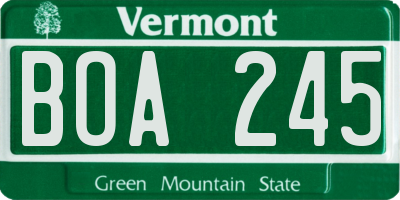 VT license plate BOA245