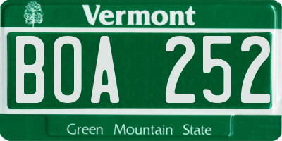 VT license plate BOA252