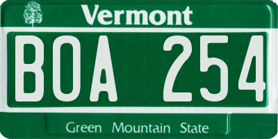 VT license plate BOA254