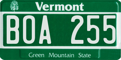 VT license plate BOA255
