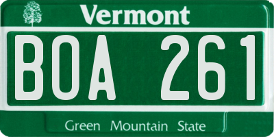VT license plate BOA261