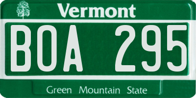 VT license plate BOA295