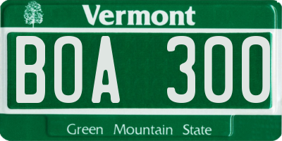 VT license plate BOA300