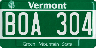 VT license plate BOA304