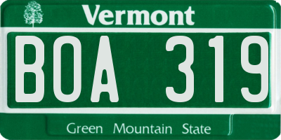 VT license plate BOA319