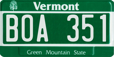 VT license plate BOA351