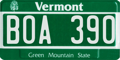 VT license plate BOA390