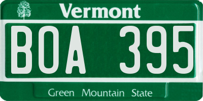 VT license plate BOA395