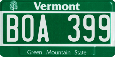 VT license plate BOA399