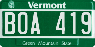 VT license plate BOA419