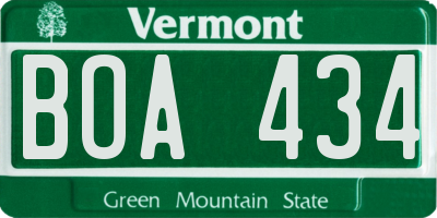 VT license plate BOA434
