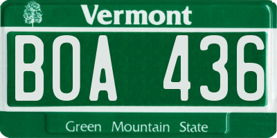 VT license plate BOA436