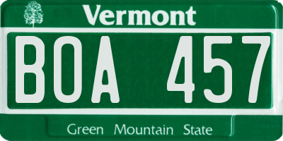 VT license plate BOA457