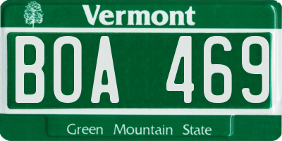 VT license plate BOA469