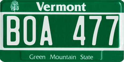VT license plate BOA477