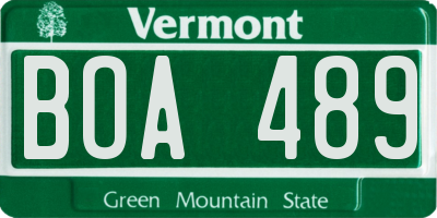 VT license plate BOA489
