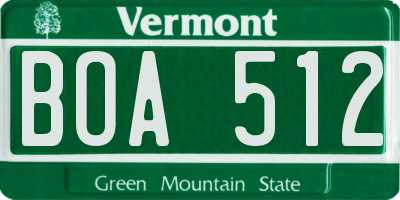 VT license plate BOA512