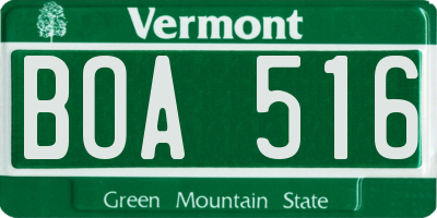 VT license plate BOA516