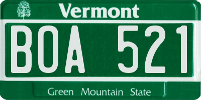 VT license plate BOA521