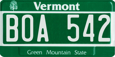 VT license plate BOA542