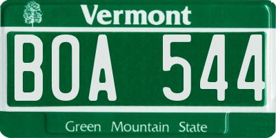 VT license plate BOA544