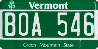 VT license plate BOA546
