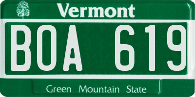 VT license plate BOA619