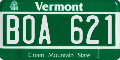 VT license plate BOA621