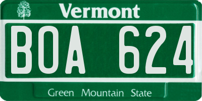 VT license plate BOA624