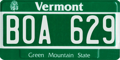 VT license plate BOA629