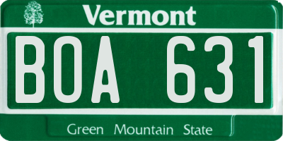 VT license plate BOA631