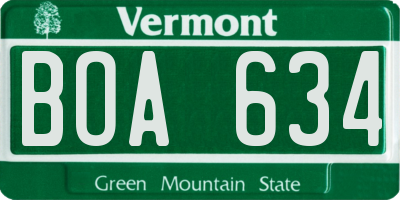 VT license plate BOA634