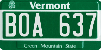 VT license plate BOA637