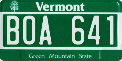 VT license plate BOA641