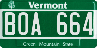 VT license plate BOA664