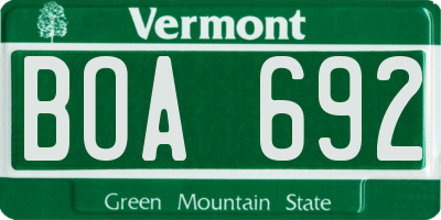 VT license plate BOA692