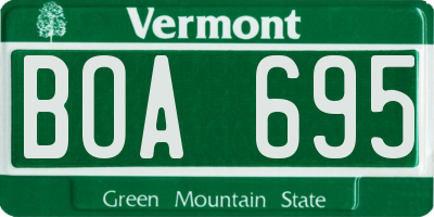 VT license plate BOA695