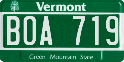 VT license plate BOA719