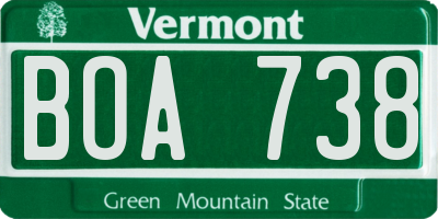 VT license plate BOA738