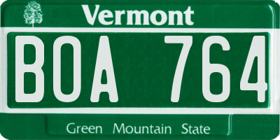 VT license plate BOA764