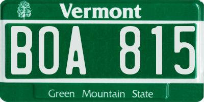 VT license plate BOA815