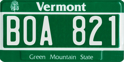 VT license plate BOA821