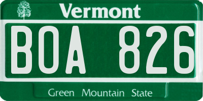 VT license plate BOA826