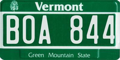 VT license plate BOA844