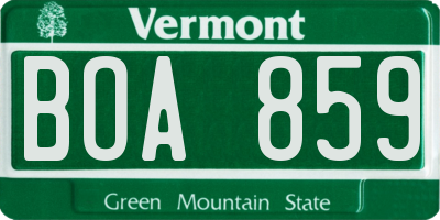 VT license plate BOA859