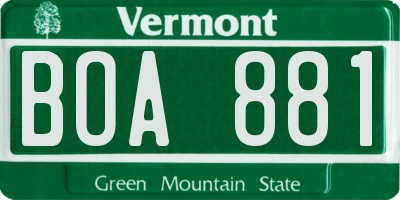 VT license plate BOA881