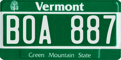 VT license plate BOA887