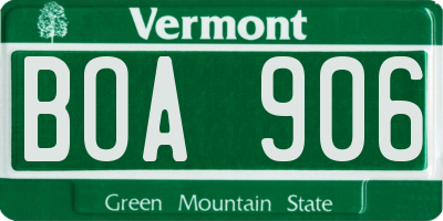 VT license plate BOA906