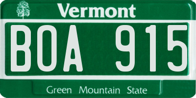 VT license plate BOA915