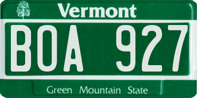 VT license plate BOA927